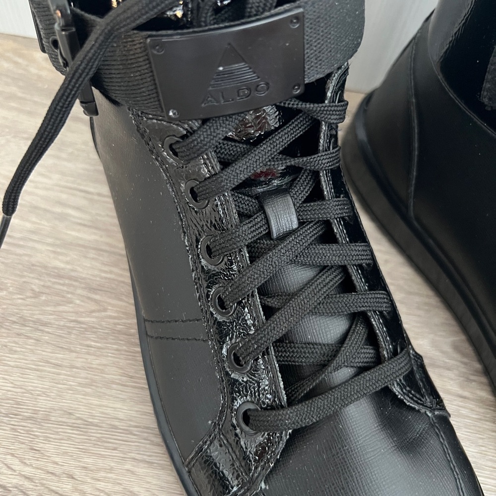 Aldo Men's Glossy Black High-Top Sneakers - Picture 9 of 10